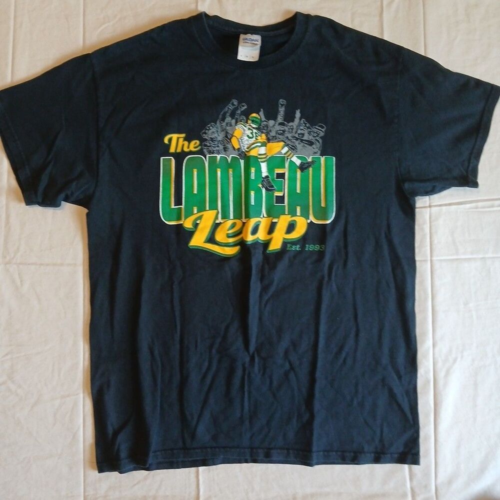 Vintage 1990s Green Bay Packers NFL Lambeau Leap T Shirt Large RARE